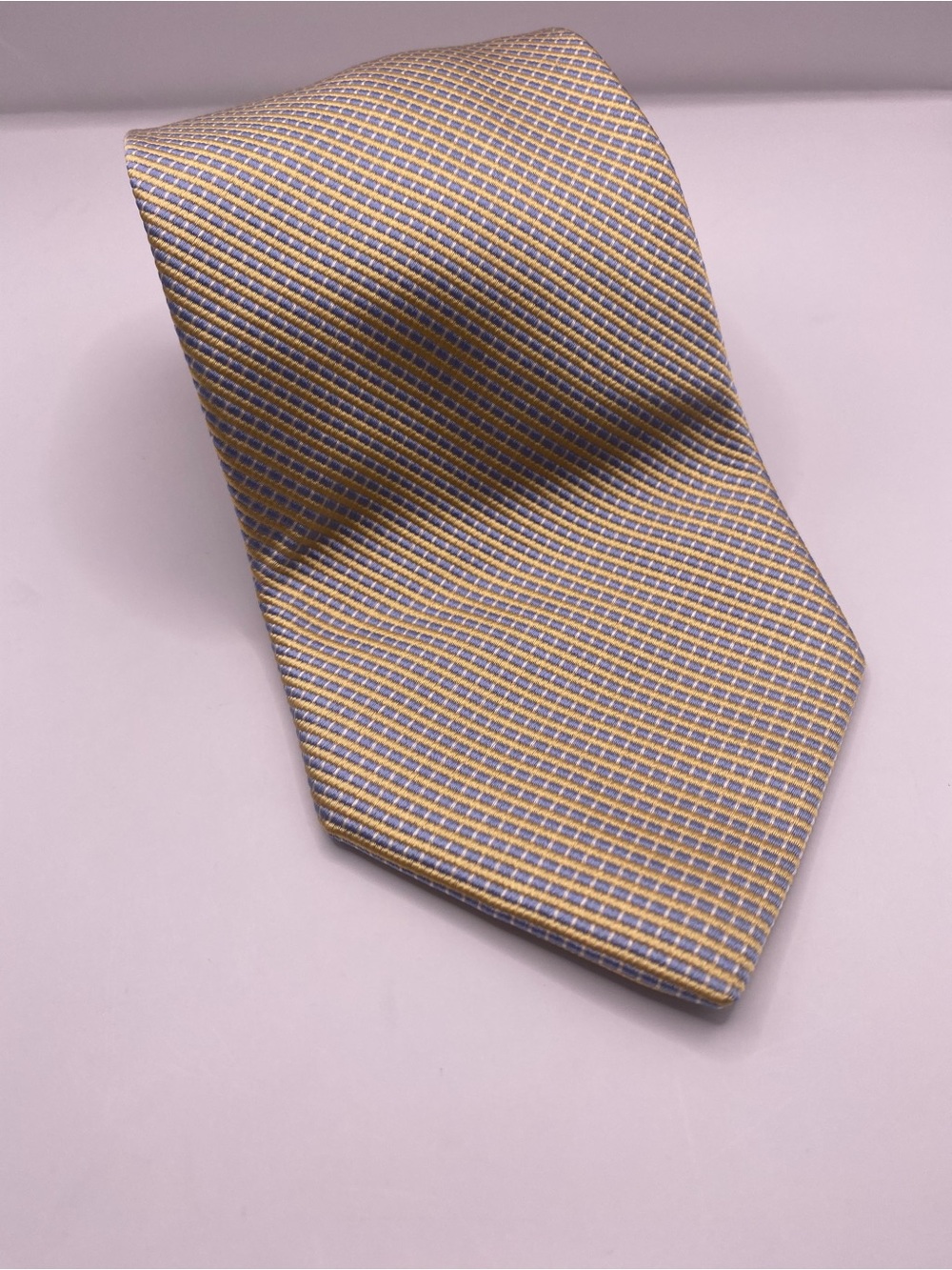 Brooks Brothers Gold and Blue Checked Silk Tie